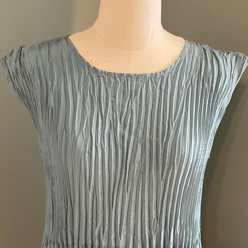 Eileen Fisher Dusty Blue Midi Dress - Picture 3 of 8